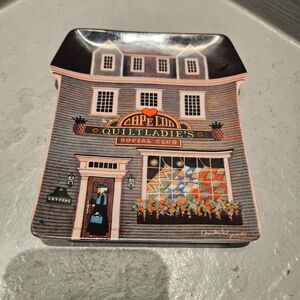 Wysocki Folktown Trinket Dish 6" X 5" Quilt Ladies Social Club Plate No 254b